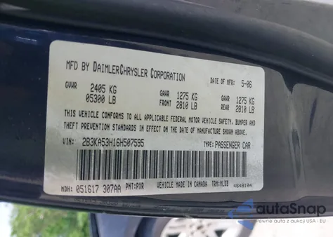 2006 Dodge Charger Rt from USA, damaged, VIN 2B3KA53H16H507595